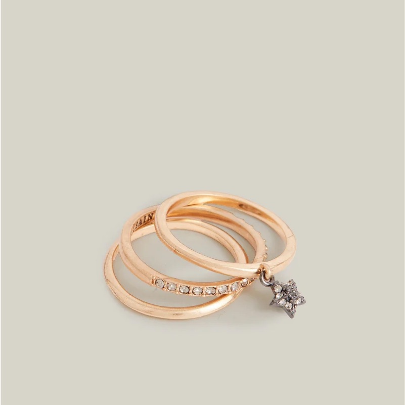 Allsaints Gold Shaky Star Ring Set 49$